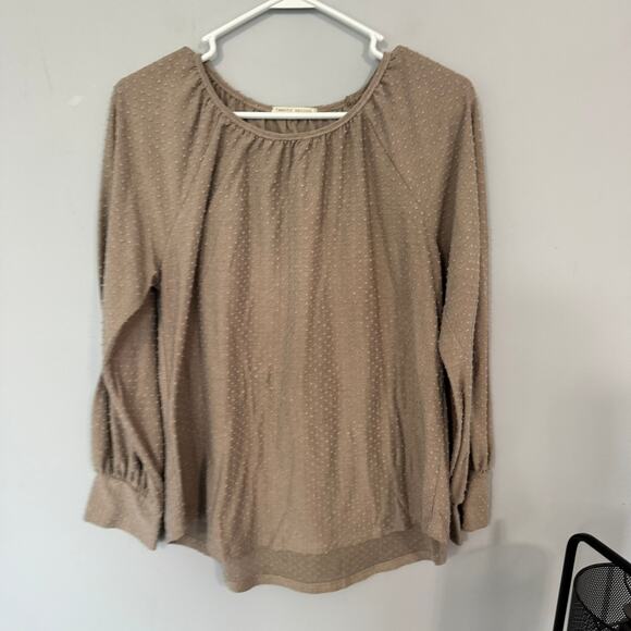 twenty second Light Brown Long Sleeve Top Women's Approx Size Large Modest - Picture 1 of 8